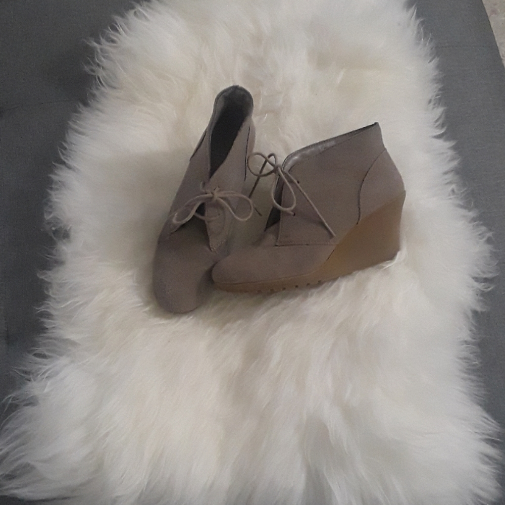 Tan lace up wedges